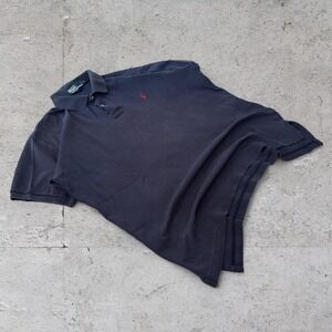 Mens vintage Navy with red pony Y2K Ralph Lauren grunge Polo shirt size Large